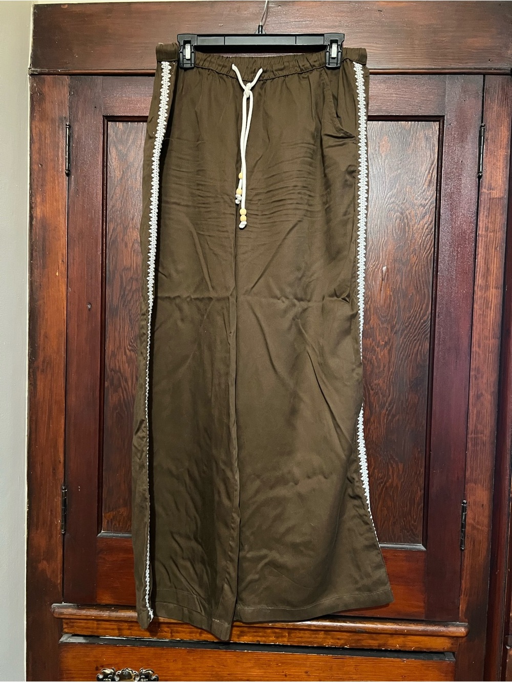 Calypso St. Barth Brown Flare Pants with Side Trim